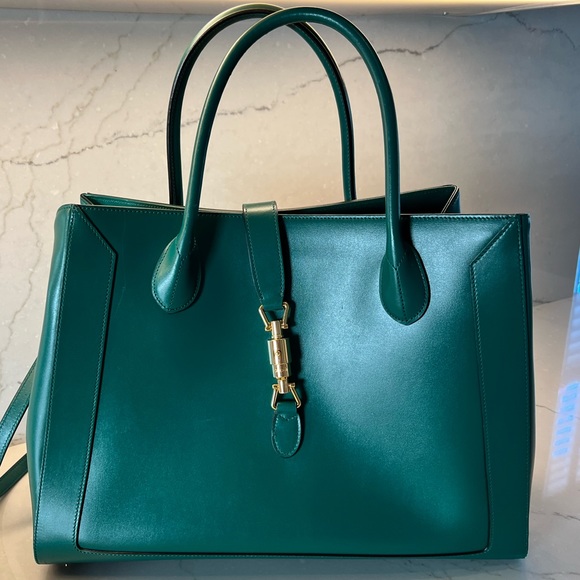 Gucci Handbags - Authentic Gucci large Jackie tote bag in emerald green.  All leather, almost new